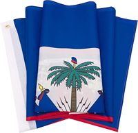 Drapeau Haïtien 3x5FT Double Face 100% Polyester Impression Numérique pour Match de Football 2026 – Drapeau de Fan Mondial et Cape Haïtienne