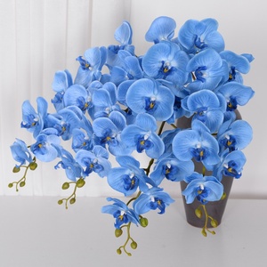 Orchidées bleues artificielles en Latex, 9 têtes, fleurs, 1 paire, meilleures ventes - Product Image 1