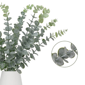 Feuilles d'eucalyptus artificielles en plastique réutilisables et durables, faciles d'entretien, <span class=keywords><strong>pour</strong></span> décoration d'anniversaire, arrangement floral, couronne - Product Image 4