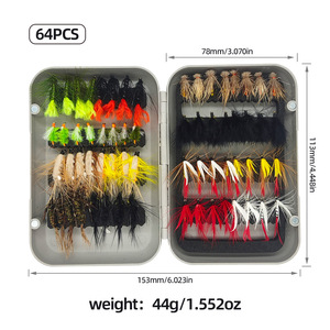 Set di esche da <span class=keywords><strong>pesca</strong></span> a mosca da 64 pezzi all'ingrosso amo da <span class=keywords><strong>pesca</strong></span> a mosca in scatola - Product Image 5