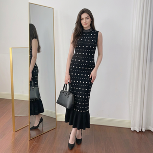 <span class=keywords><strong>Abito</strong></span> <span class=keywords><strong>Lungo</strong></span> da Donna <span class=keywords><strong>Nero</strong></span> a Sirena Senza Maniche in Maglia di Alta Qualità 2026 - Abiti a Coda di Pesce all'Ingrosso per Donna - Product Image 2