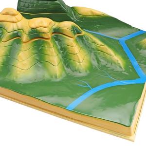 Mapa Topográfico de Líneas de Contorno, Modelo 3D de Terreno, Ayuda Didáctica para la Enseñanza de Geografía - Product Image 5