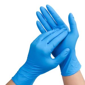 Gants en nitrile jetables bleus et blancs de qualité alimentaire pour examen médical et réparation automobile, sans poudre, boîte de 100 pièces - Product Image 1