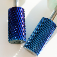 Offre Spéciale – Grande fraise électrique lisse pour l'élimination du gel et le nettoyage des cuticules, 2.35 mm, F M C, en carbure de tungstène violet et bleu