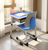Bureaux et chaises d'étude ergonomiques modernes en acier et en bois, adaptés aux salles de classe et aux bureaux à domicile