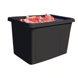 Contenitore rettangolare da 300 litri in plastica nera con ruote per uso esterno - Product Image 2