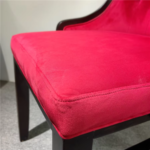 कपड़े पु चमड़े के मखमल धातु पैरों रंगीन मैजेंटा डाइनिंग चेयर के साथ बिक्री के लिए आर्मरेस्ट अपोल्स्टर्ड डाइनिंग चेयर - Product Image 5