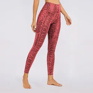 2023 New Custom Red Snakeskin Python Animal Print Quality Fitness Leggings Yoga Pants Private Label Fitness Wear