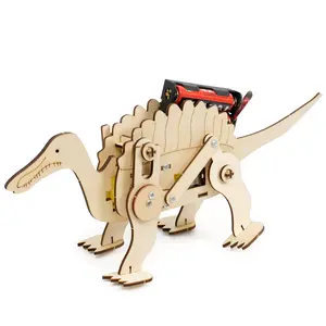 Wooden Mechanical Spinosaurus Handmade Dinosaur Materials Assembling Model Learning Toys