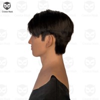 Masques de tête en silicone réalistes fabriqués à la main avec cheveux, design personnalisé, pour Halloween, fête, cosplay, simulation de masque masculin asiatique