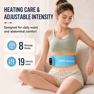 Ceinture de massage portable EMS pour la taille, huit modes, 18 niveaux d'intensité, grande zone de massage, chauffante et vibrante - Product Image 6
