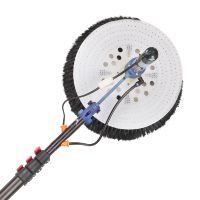 Brosse rotative à poils souples pour panneaux solaires, avec manche en fibre de verre, pour le nettoyage des panneaux photovoltaïques au sol