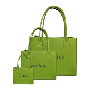 Sac fourre-tout en feutre personnalisé avec logo, tendance, portable, grande capacité, couleur verte douce, sac de shopping pour femmes - Product Image 2