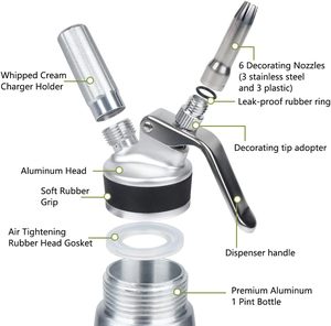 Aluminum Alloy Cake Top Decoration Gun Whip <b>Cream</b> Charger Stainless Steel Whipped <b>Cream</b> for Cake - Product Image 2