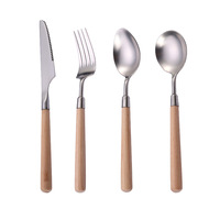 Großhandel Haushalt Essen Hochwertiges Besteck Set Moderne Retro Holzgriff Messer Gabeln und Löffel für Restaurant
