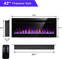 Inserts de chauffage de cheminée électrique mural de 43 "Cheminée LED à flamme de simulation de 109cm avec télécommande pour voiture domestique