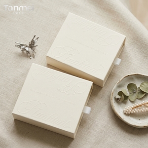 Custom White Embossed Jewelry Packaging <b>Box</b> Rigid Drawer <b>Gift</b> <b>Box</b> with Velvet Insert for Ring <b>Earring</b> Necklace Bracelet - Product Image 3
