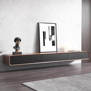 Mobile <span class=keywords><strong>TV</strong></span> in Legno Massello da Terra a Soffitto, Stile Crema Naturale, Moderno e Minimalista, per Soggiorno, con Tavolino da Caffè - Product Image 4