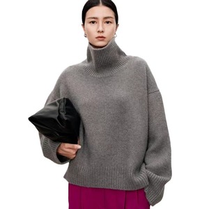 Pull en laine européen <span class=keywords><strong>grande</strong></span> <span class=keywords><strong>taille</strong></span> pour femmes automne hiver confortable <span class=keywords><strong>col</strong></span> <span class=keywords><strong>roulé</strong></span> épaissi profil cachemire lâche pull de Style paresseux - Product Image 5