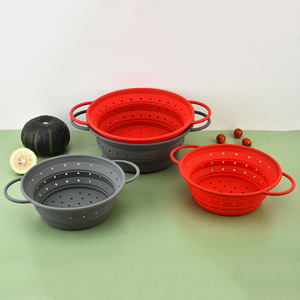 Cesta de drenaje plegable de silicona a precio de fábrica, colador de cocina doméstico para un lavado eficiente de verduras y frutas - Product Image 4