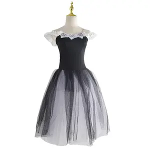 Black Long Romantic Ballet Tutu Girl Women Ballet Costume Performance Ballet Dance Dress Girls Tutu Skirts Tulle Dance Wear