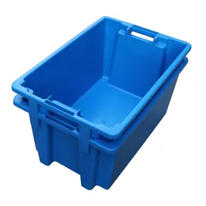 QS Solid Closed Stacking And Nesting Plastic Transport Fish Box Totes