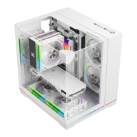 Casing PC ESGAMING Full Tempered Glass Seaview RGB Panoramic View Mid Tower, Casing Komputer Desktop Elegan