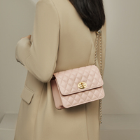 Bolsos de Hombro Laterales de Cuero Genuino Acolchado con Cadena, de Moda Casual de Lujo para Mujer, Otoño/Invierno 2026, con Logotipo Personalizado