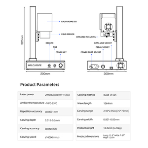 เครื่องแกะสลักเลเซอร์ MR. M1 Pro สำหรับงานแกะสลักบนโต๊ะทำงาน ความเร็วสูง สำหรับโลหะทุกชนิด เครื่องประดับ พลาสติก - Product Image 2