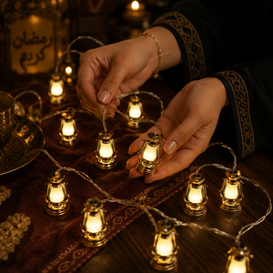 Retro Oil Lamp Shape Warm White Fairy String <strong>Lights</strong> Battery-Operated Ramadan Eid Parties Decorative Hanging <strong>Lanterns</strong> <strong>Indoor</strong> - Product Image 3
