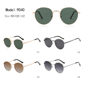 <b>Round</b> <b>Sunglasses</b> Full Rim Gold <b>Frame</b> Green Lenses UV400 Protection Unisex Adult Retro Style - Product Image 3