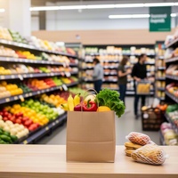 Sacs à collation jetables en papier kraft résistant à la graisse recyclables Impression personnalisable pour l'emballage en vrac des aliments