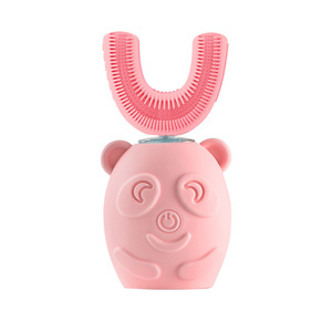 Cepillo de dientes eléctrico para niños 360 grados automático USB recargable limpieza silicona niño inteligente niños U forma cepillo de dientes sónico - Product Image 1