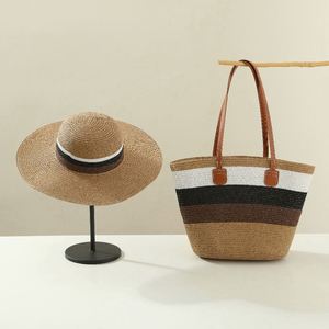 Chapeau de plage tendance en gros pour femmes, ensemble sac et chapeau pour dames, chapeau de soleil d'été pour la plage - Product Image 5