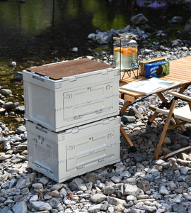 Boîte de rangement pliante/pliable avec couvercle, boîte de rangement extérieure avec couvercle en bois, boîte pliable à ouverture latérale - Product Image 4
