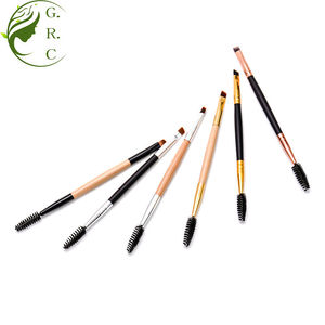 Brosse de maquillage simple à double tête de marque privée brosse à manche en bois pour sourcils et cils pour le visage et les yeux brosses fabriquées - Product Image 3