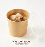 Conteneur à soupe en papier kraft jetable recyclable de haute qualité à paroi simple, taille personnalisée, bol à bouillie pour la vente à emporter en restaurant