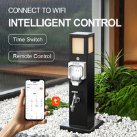 Poteau de parc en acier inoxydable 304 Guaichong |   Boîtier de sortie unique + Robinet anti-gel + Éclairage intelligent Tuya WiFi IP66 pour extérieur résistant à l'eau