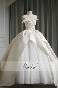 Ruolai ZD05080 robe de bal en <span class=keywords><strong>Satin</strong></span> Royal, robes de mariage sans manches avec cœur - Product Image 2