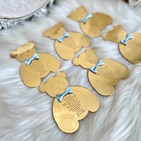Lujoso 5X7 pulgadas oso espejo dorado acrílico grabado texto menú personalizado regalos de boda tarjetas de menú de papel elegante