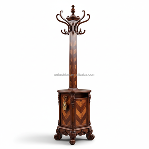 OE-FASHION OE-FASHION Armoire à chaussures en bois massif sculpté à la main de luxe antique Placage diamant 1 porte Rangement pour entrée d'hôtel - Product Image 2