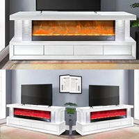 Meuble TV moderne et contemporain en bois blanc et or, avec panneaux en verre, réglable, avec rangement, pour salon, centre de divertissement