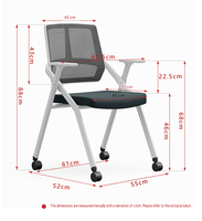 Chaise de conférence en maille avec tablette d'écriture intégrée, chaise de bureau pour réunions, formations, salles de classe, chaise pliante