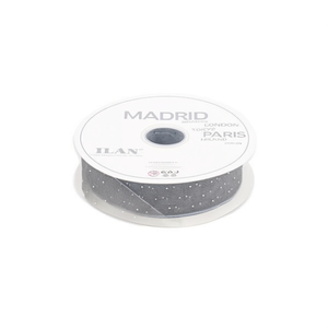 Nastro Decorativo ILAN 4.0Cm 91M Grigio Madrid a Pois per Artigianato e Cucito - Product Image 1