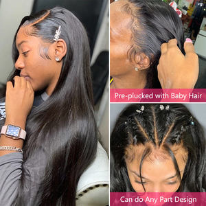 Peluca de Cabello Humano Virgen Peruano 100% <span class=keywords><strong>Natural</strong></span>, Económica, con Frente de Encaje HD, Peluca con Frente de Encaje Completo Transparente 360 para Mujeres Negras - Product Image 3