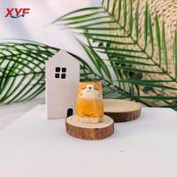 Ornements de bureau en bois sculpté à la main, petit chat orange, dessin animé, mini porte-clés, mignon animal de compagnie, cadeau d'anniversaire personnalisable