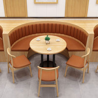 Café Restaurant de restauration rapide canapé banc café Commercial bois rond Restaurant stand sièges meubles Table et ensemble de chaises