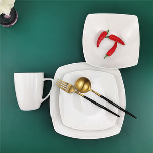 Juego de vajilla cuadrada de porcelana, blanco liso, grado ab, 16 Uds., venta al por mayor, China - Product Image 2