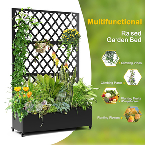 <span class=keywords><strong>Jardinière</strong></span> surélevée avec roues, <span class=keywords><strong>jardinière</strong></span> en métal avec treillis, bac à plantes avec écran d'intimité <span class=keywords><strong>pour</strong></span> plantes grimpantes, fleurs, légumes - Product Image 6