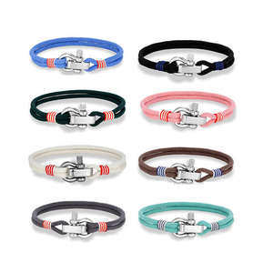<span class=keywords><strong>Bracelet</strong></span> en corde marine tressée fait main avec fermoir en U en acier inoxydable pour homme – Cadeau de bijoux fantaisie - Product Image 6